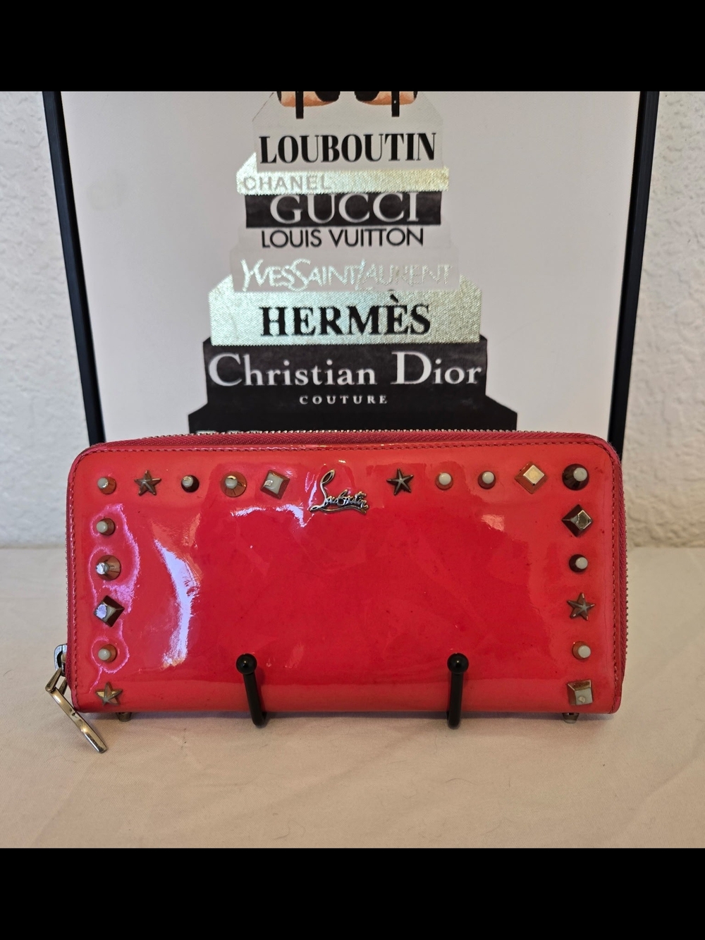 🩷 Christian Louboutin Panettone Spiked Zip-Around Wallet 🩷